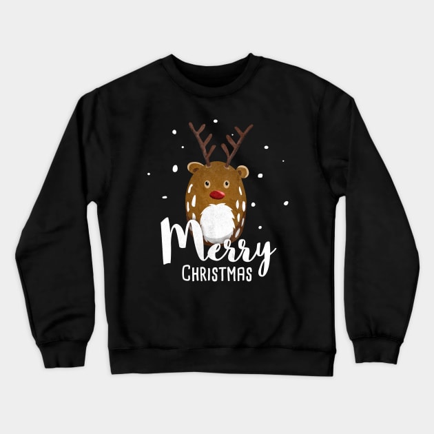 Merry Christmas Yuletide With Reindeer Rudolph Crewneck Sweatshirt by Bumblebeast